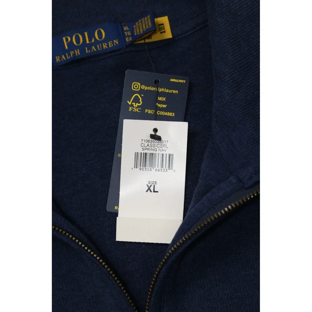 Polo Ralph Lauren Mens 1/4 Zip Sweater Spring Navy Blue Small Pony XL Knit